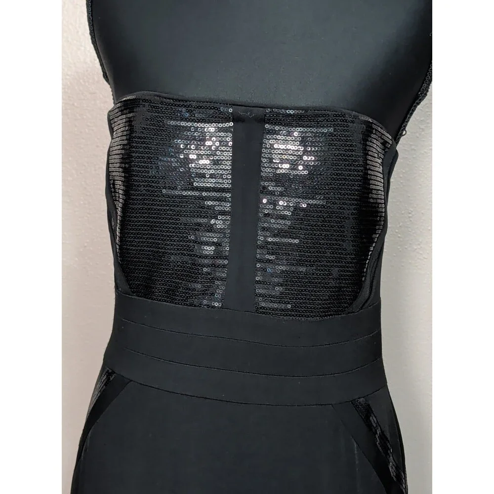 Calvin Klein Size 8 Black Sequin Mermaid Dress Strapless Formal Evening Maxi - Picture 8 of 15